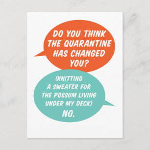 Cartão Postal Tricô De Atividade De Quarentena Possum Um Suéter