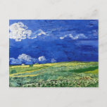 Cartão Postal Trigo Campo Nublado Céu Vincent van Gogh<br><div class="desc">Uma pintura de óleo impressionista de belas artes,  Campo de Trigo no Céu Nublado (1890),  por Vincent van Gogh (1853-1890). Uma paisagem representando campos de trigo com um céu azul brilhante e nuvens fofinhas,  que ele pintou em Auvers-sur-Oise,  França.</div>