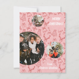 Cartão Postal Trilha branca rosa com três fotos