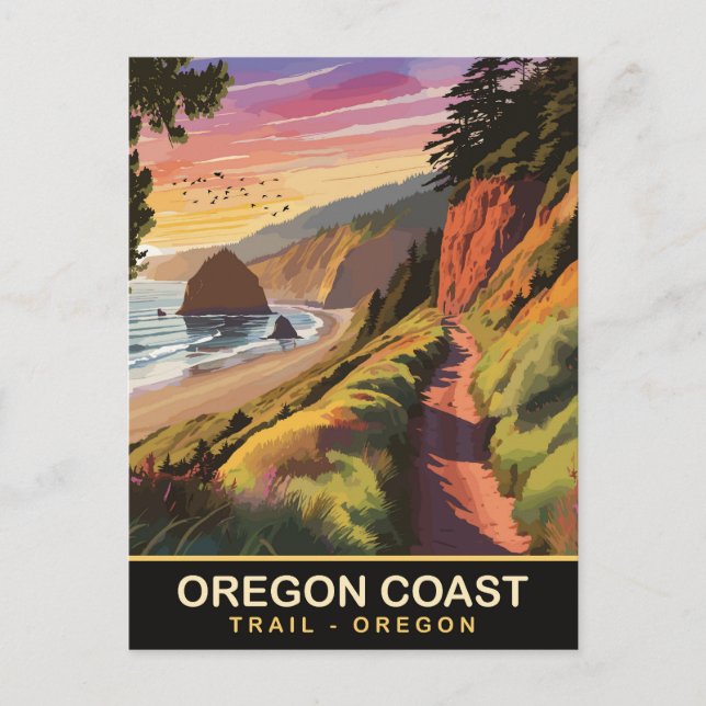 Cartão Postal Trilha costeira de Oregon, Oregon, Viagem (Frente)