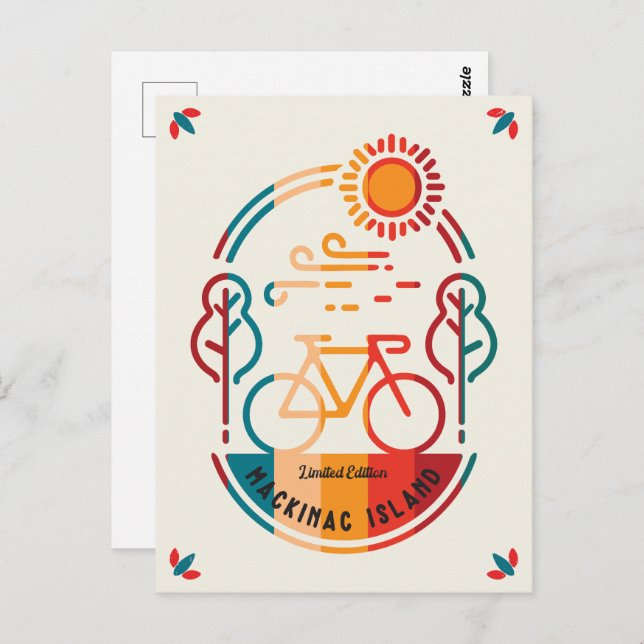 Cartão Postal Trilha de Bike da Ilha de Mackinac (Frente/Verso)