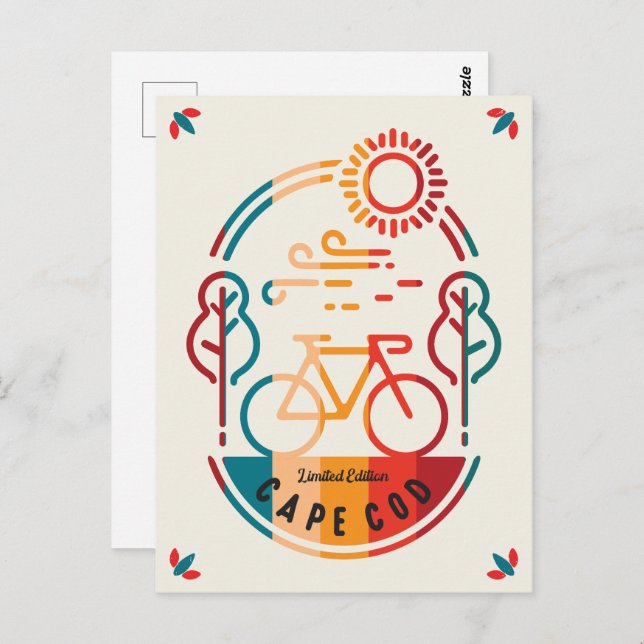 Cartão Postal Trilha de Bike do Cabo Cod Retro (Frente/Verso)