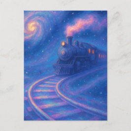 Cartão Postal Trilha de Trem Galáctica - Arte Fantástica em Esti