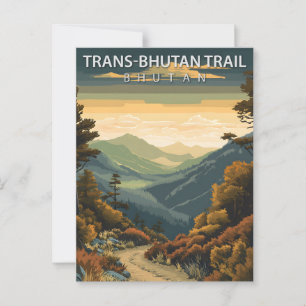 Cartão Postal Trilha Trans-Butão Butão Viagem Vintage