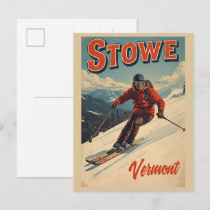 Cartão Postal Trilhas de esqui ao ar livre no inverno em Stowe, 