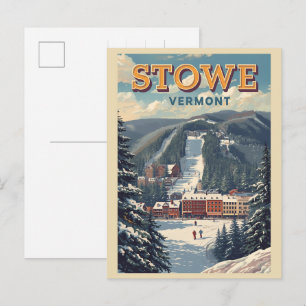 Cartão Postal Trilhas de esqui ao ar livre no inverno vintage St