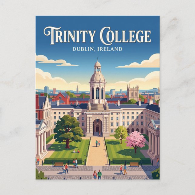 Cartão Postal Trinity College Dublin Irlanda (Frente)