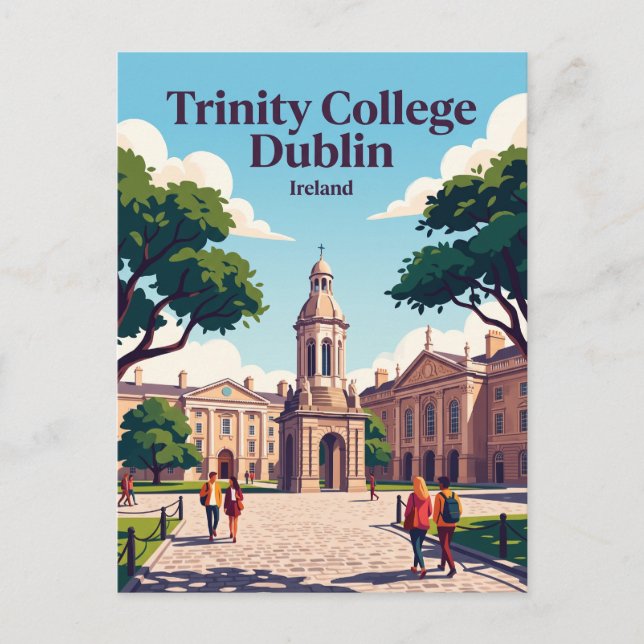 Cartão Postal Trinity College Dublin Irlanda (Frente)