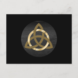 Cartão Postal Trinity Knot Celtic Black Dourado