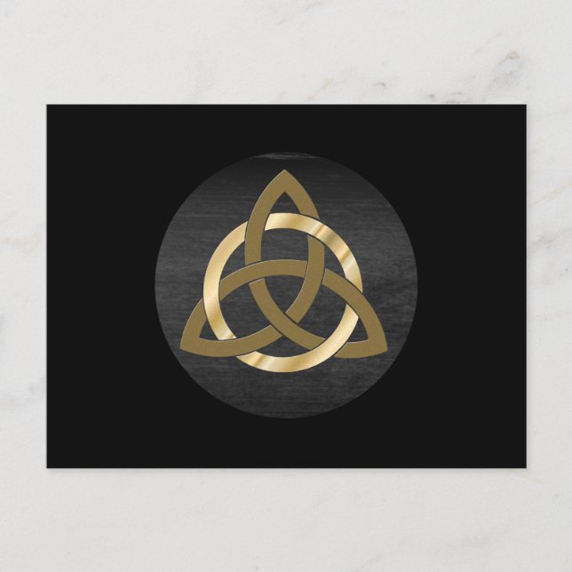Cartão Postal Trinity Knot Celtic Black Dourado (Frente)