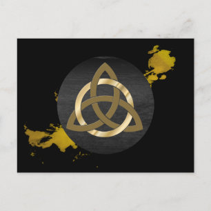 Cartão Postal Trinity Knot Celtic Black Dourado