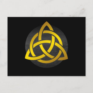 Cartão Postal Trinity Knot Celtic Black Dourado