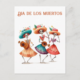Cartão Postal Trio de Calavera Dançante do Dia de los Muertos