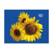 Trio de Girassóis Recortados Foto em Azul