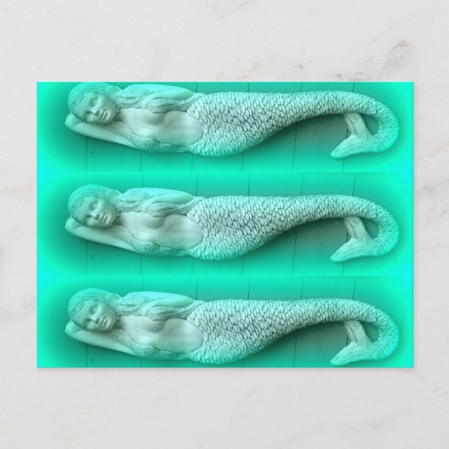 Cartão Postal trio de sereia verde (Frente)