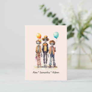 Cartão Postal Trio Zombie Pastel Adorável - Halloween Bonito (2)
