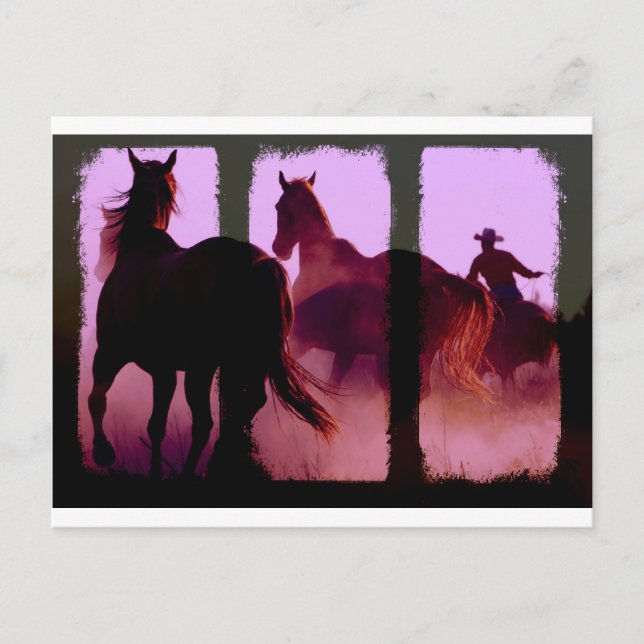 Cartão Postal Triptych de Cavalo Selvagem (Frente)