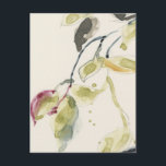 Cartão Postal Triptych de Ramificação de Folha de Watercolor<br><div class="desc">Leaf Branch Triptych I por Jennifer Goldberger. Gotas de aquarela em folhas suaves criadas,  amarelas douradas,  verdes e avermelhadas,  cor-de-rosa,  em cinzas escuras e galhos negros.</div>