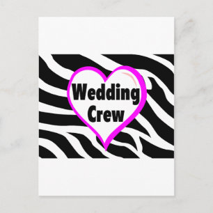Cartão Postal Tripulação de Casamento (Heart Zebra Print)