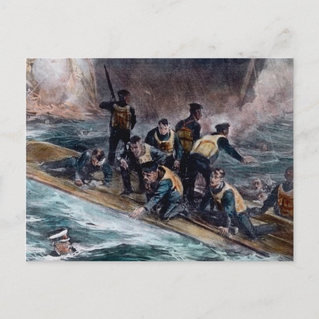 Cartão Postal Tripulação Titânica RMS Escapa os Sinks Behoth (Frente)