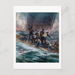 Cartão Postal Tripulação Titânica RMS Escapa os Sinks Behoth