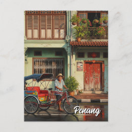 Cartão Postal Trishaw Penang Malásia Heritage Towhouse Viagem