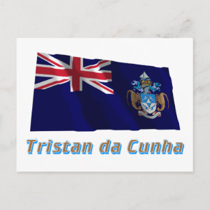 Cartão Postal Tristan da Cunha acenando bandeira com nome