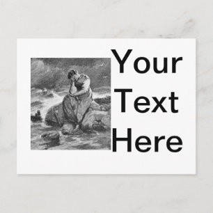 Cartão Postal Triste Ilustração de Arte de Simpatia de Mulher Gó