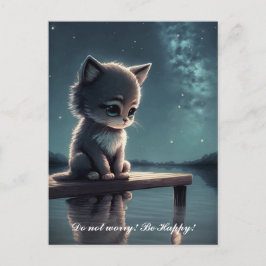 Cartão Postal Triste Kitten.
