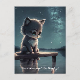 Cartão Postal Triste Kitten.