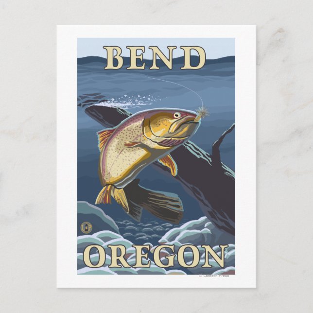 Cartão Postal Troço de pesca de trutas - Bend, Oregon (Frente)