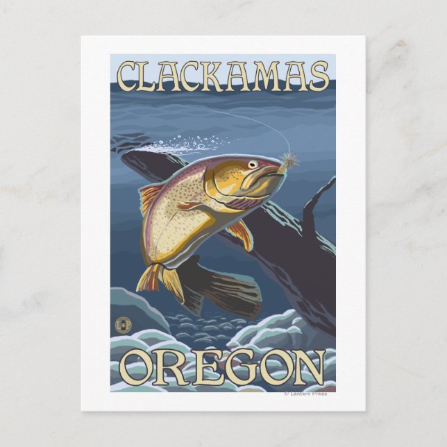 Cartão Postal Troço De Pesca De Trutas - Clackamas, (Frente)