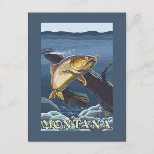Cartão Postal Troço de pesca de trutas - Montana
