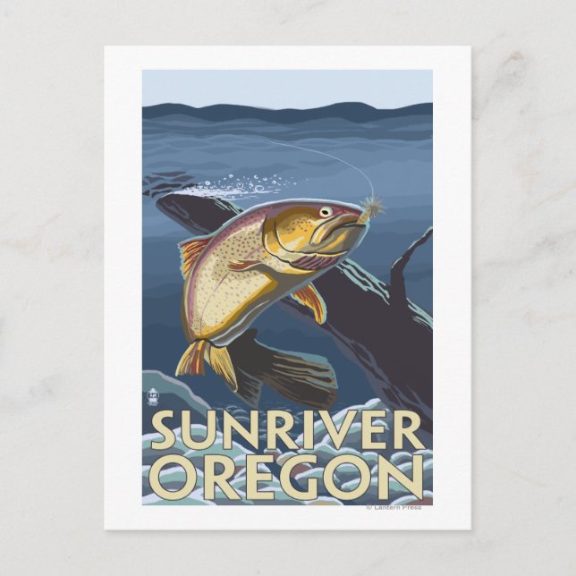 Cartão Postal Troço De Pesca De Trutas - Sun River, (Frente)