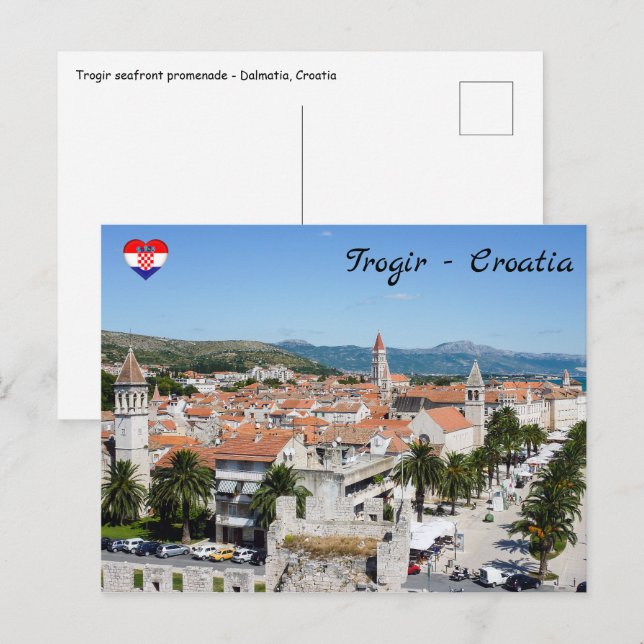 Cartão Postal Trogir seafront promenade - Dalmácia, Croácia (Frente/Verso)