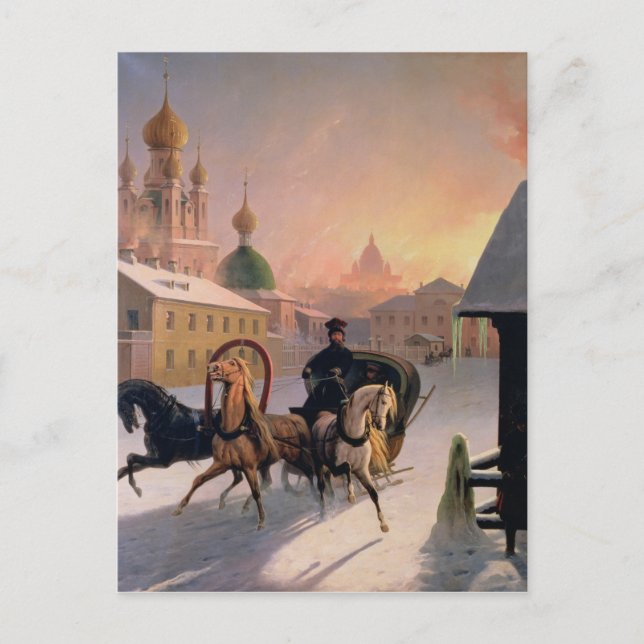 Cartão Postal Troika na Rua em São Petersburgo, década de 1850 (Frente)