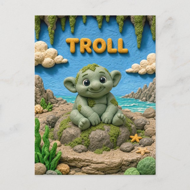 Cartão Postal Troll Bebê Fofo, Mitológico (Frente)