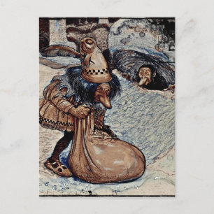 Cartão Postal Troll com a mão em um saco