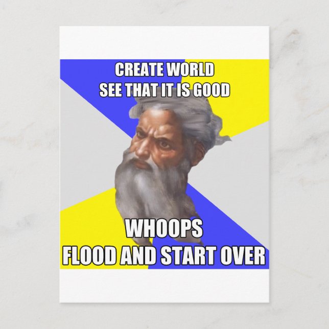 Cartão Postal Troll Deus Inundação (Frente)