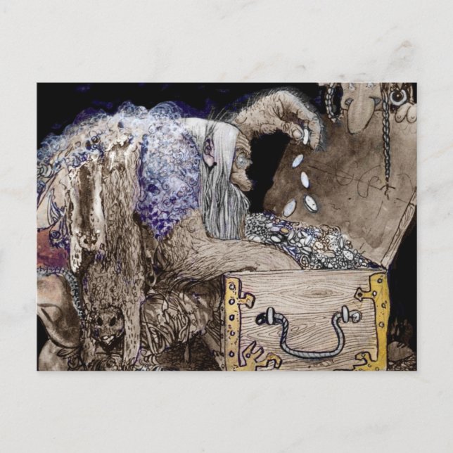 Cartão Postal Troll do tórax do tesouro (Frente)