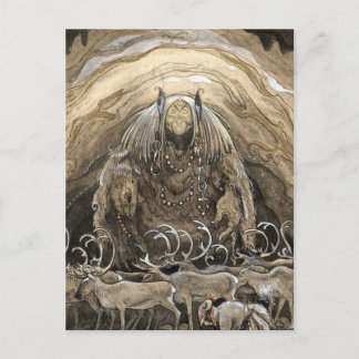 Cartão Postal "Troll e Caribe" Watercolor de John Bauer