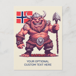 Cartão Postal Troll Norueguês de Texto Personalizado