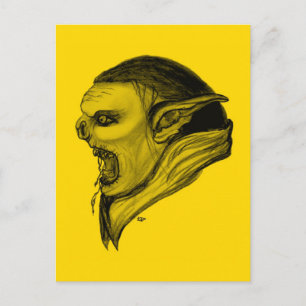 Cartão Postal Troll schwarz gelb design