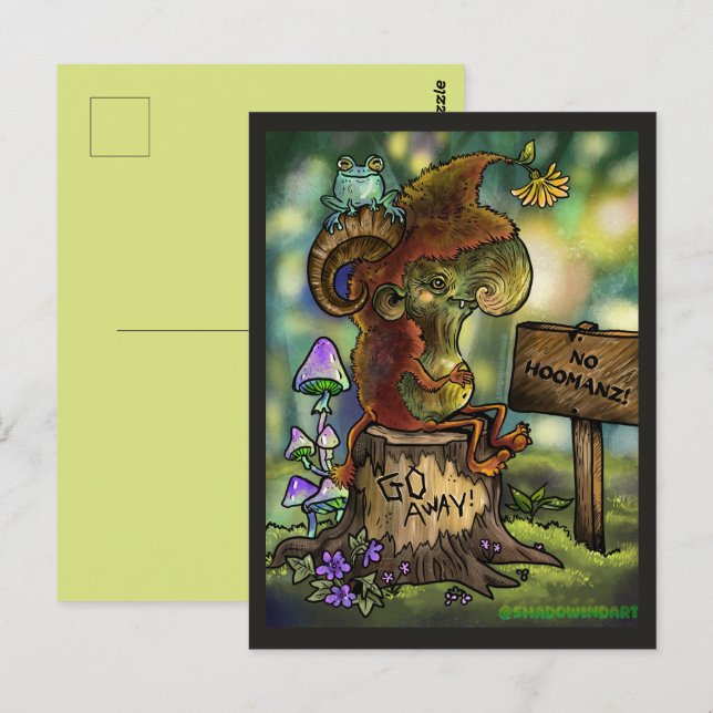 Cartão Postal Troll Stump "No Humans" (Frente/Verso)
