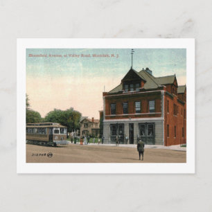 Cartão Postal Trolley, Montclair, New Jersey Vintage