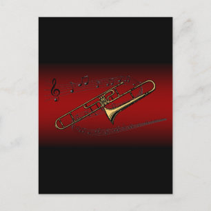 Cartão Postal Trombone~Escala de Rolagem~Fundo Maroon & Preto