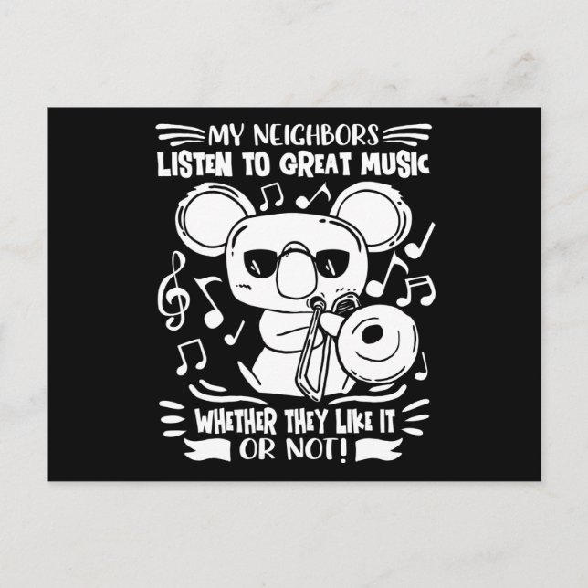 Cartão Postal Trombonist Trombone Player Koala With Trombone (Frente)