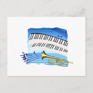 Cartão Postal Trompete e teclado, música temática azul