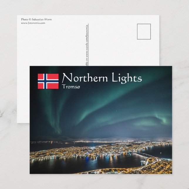 Cartão Postal Tromso das luzes do norte (Frente/Verso)