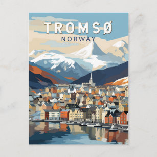 Cartão Postal Tromso Norway Viagem Art Vintage